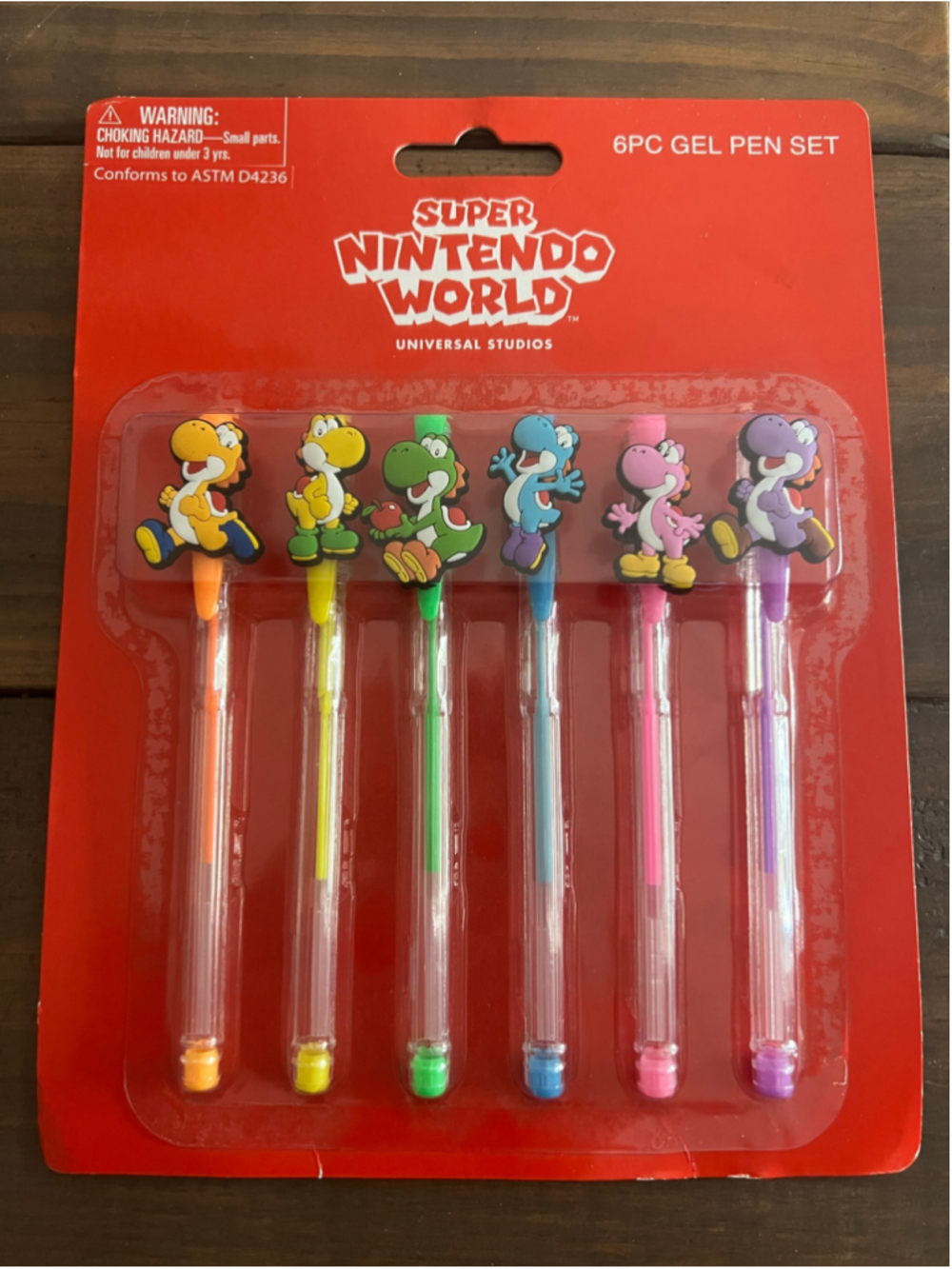 Super Nintendo World Yoshi Rainbow Gel Pen Set 6 Pack Universal Studios Sealed